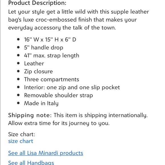 NWT Lisa Minardi Croc Embossed Leather Satchel/Bag - Picture 10 of 10